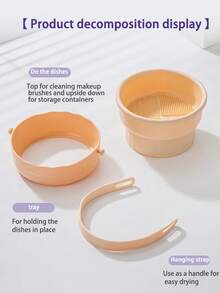 1pc Makeup Brush Holder, Makeup Brush Cleaning Bowl, Silicone Makeup Sponge Holder, All-In-One Cleaning And Drying Organizer - Multicolor - View 3