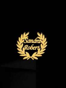 1pc Customized Double Name Olive Branch Brooch, Fashionable Personalized Stainless Steel Button Brooch DIY Letter Jewelry Suitable For Women's Apparel Accessories And Holiday Gifts, Graduation Season, Back To School Season, Mother's Day Gift