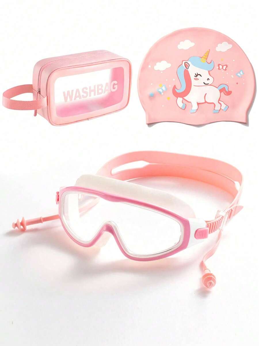 1pc Children Under 12 Years Old HD Large Frame Swimming Goggles And Swimming Cap With Storage Bag Set Waterproof, Anti-Fog, And Anti-Side Leakage