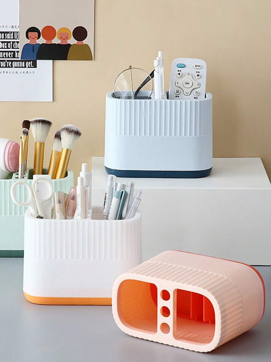 Multifunction Desk Organizer Pen Holder, Dual-Color Student Office Supply Caddy, Creative Large Capacity Pencil Case , Back To School Gifts - Multicolor - View 1