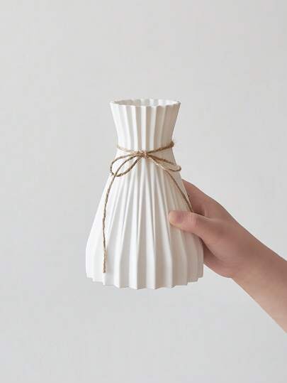 Moderne Plastic Vases European Flower Vase Tafel Centerpieces Flowers Pampas Grass Wedding Home ations Rattan Like Ceramic Look Unbreakable Simplicity Basket Arrangement Room Glass view 7