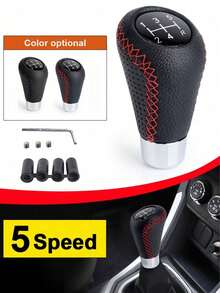 1pc Leather Gear Shift Knob For Manual Transmission, 5 Speed Gear Lever Shifter Head For Auto Accessories - one-size - View 12