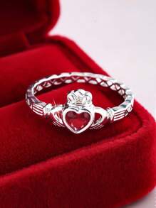 1pc Elegant Sparkling Romantic High-Quality Twelve Zodiac Stone Heart-Shaped Eternal Promise Ring, Suitable For Women, Valentine's Day, Dating, Proposal, Wedding, Anniversary, Everyday Gift