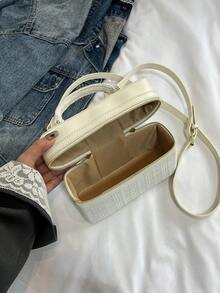 Women Handbag Elegant Square Shoulder Bag With Phone Pouch, Black Color - White - View 9