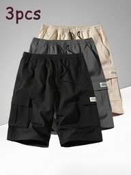 Set de 3 shorts cargo de verano ligeros para hombre, shorts bermudas casuales y transpirables para exteriores