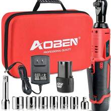 AOBEN 3/8" 40 Ft-Lbs Cordless Electric Ratchet Wrench Kit With Variable Speed, Lithium Batteries - AB7331-1 Battery Pack - View 1