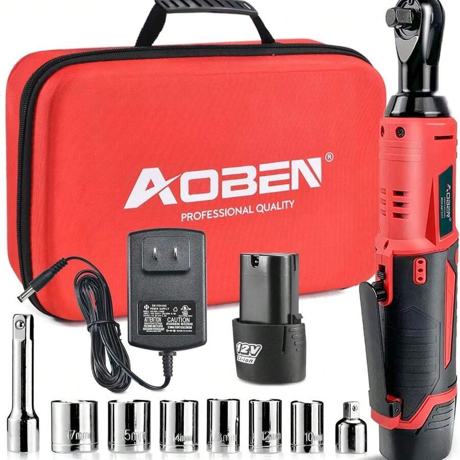 AOBEN 3/8" 40 Ft-Lbs Cordless Electric Ratchet Wrench Kit With Variable Speed, Lithium Batteries - AB7331-1 Battery Pack - View 1