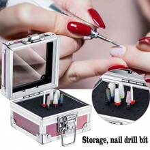 JEARLYU Scatola portautensili per punta trapano per unghie con 25 fori, organizer portatile per manicure, espositore di vari colori, portautensili da tavolo