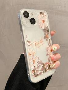 Funda para teléfono Daisy 1 pieza de TPU grueso a prueba de golpes con patrón de flor azul transparente grande, compatible con funda para phone 6, 15, 14, 13, 12, 11 Pro Max y serie 1 pieza - Multicolor 3 - Ver 2