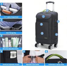 Rolling Laptop Backpack 15.6 Laptop Backpack With USB Charging Waterproof Flight Appd Black - Black - View 7