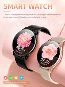 1pc Silicone Band Smart Watch For Men & Women, With Calling, Pedometer, Calorie, Distance Tracking, Multiple Sport Modes, Alarm, Call & Message Reminder, 1.53" HD Full Touch Display Compatible With IOS & Android Smartphones
