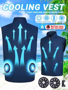 2025 Men's Cooling Vest Clothes, Women Cooling Jacket, Fan Vest, Summer Outfits For, Workwear Air Conditioned Vest Fishing Vests Men Tank Tops Outdoor Cool Work Cooling Suit, USB Power Supply, 3-Speed Adjustable, 2 9-Blade Fans, Suitable For Fishing