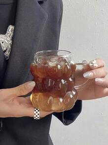 1pc Grape Glass Mug, Creative Ins Style Coffee Cup, Heat Resistant High Boron Glass Milk & Latte Cup, Water & Juice Cup With Handle