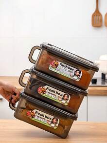 1 pieza Recipiente de almacenamiento para refrigerador, apto para cebolla verde, cilantro, jengibre, ajo, fideos, huevos, transparente y visible, extiende la frescura, ahorra espacio, organiza por clasificación, se apila de forma segura, evita la contaminación cruzada