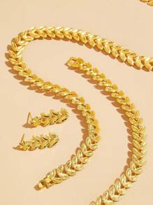 4Pcs Luxury Style Flower Necklace Tassel Earrings Bridal Jewellery Set.