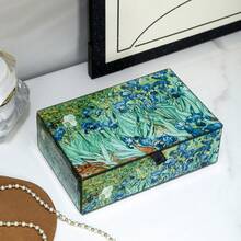Nature-Inspired Green Plant Pattern Jewelry Storage Box, Glass Ornament Gift Packaging Box - 15*10*5cm - View 8