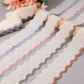 5码白色花朵蕾丝边饰带，用于缝纫