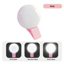 1 pièce 150 mAh Blanc/Rose/Bleu/Noir Anneau lumineux Selfie LED portable avec miroir, chargement USB, éclairage portable, lumière de beauté photo Halo, clip pour streaming en direct