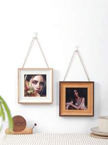 1pc Light Walnut Triple 4-Inch Simple Creative Rope Memorial Photo Frame, Suitable For Hallway, Bedroom, Office, Mother's Day Gift