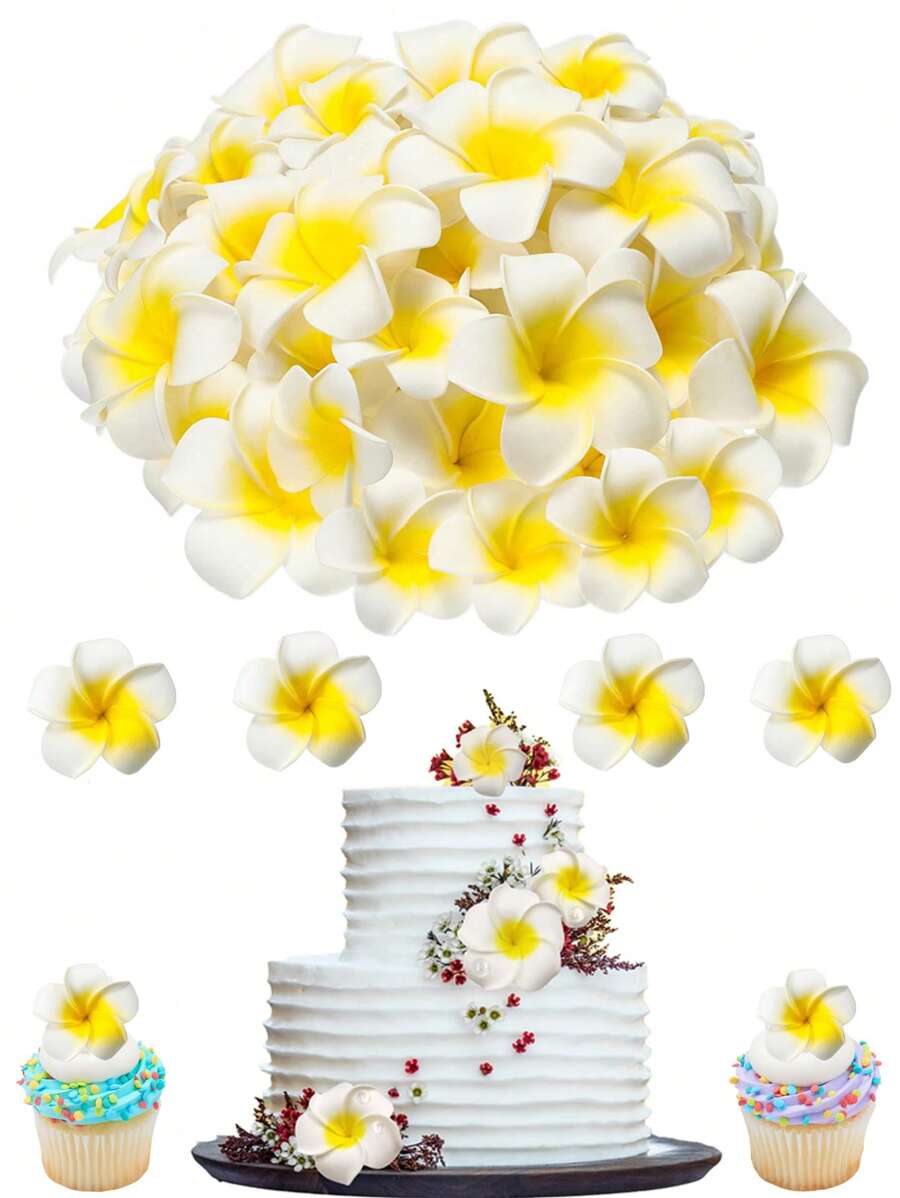 20pcs/10pcs/Artificial Hibiscus Cake Topper, Floating Flowers In The Pool, Hawaiian Flower Centerpiece, Wedding Birthday Anniversary Cake DIY Home Wedding Anniversary Graduation Party Decoration Reusable