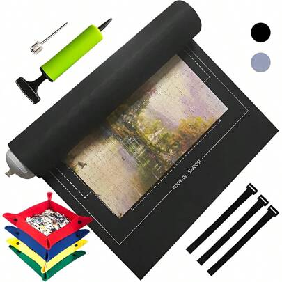 1 Set 46-55 Zoll Filz Puzzle Matte mit Stauraum und mehreren Zubehörteilen, geeignet für 1500-3000 Teile Erwachsenen Puzzle, Puzzle Aufbewahrungs-Werkzeug