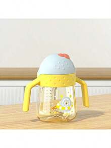 300ml/10oz Baby Learning Cup, Wide Mouth Sippy Cup, Infant Water Cup With Straw, For Children - Blue - View 9