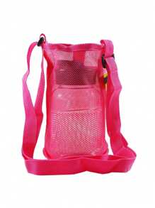 1pc Sports Water Bottle Mesh Bag With Phone Holder And Shoulder Strap, Adjustable, Portable Water Cup Protector, Universal Insulated Cup Cover For Outdoor Sports, Camping And Travel