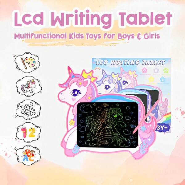 1 Stück 10 Zoll LCD Schreibtisch, buntes Kritzelbrett Zeichentablett mit Sperr-Funktion, löschbares und wiederverwendbares Schreibpad, Bildungs-Weihnachtsgeschenke für Jungen 3 4 5 6 Jahre