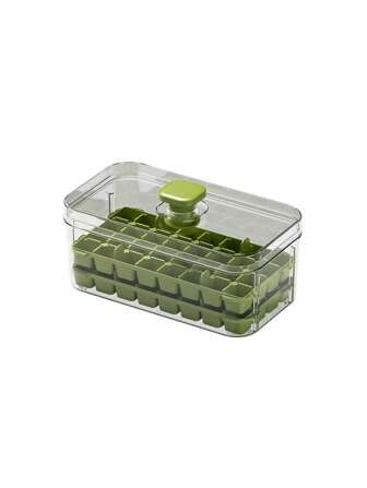 1pc One-Press Ice Cube Tray, Household Ice Mold And Storage Box, Easy Release, Quick Freeze, [Ice Tray Included]