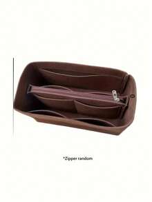 Casual Style Felt Handbag Organizer Insert With Zipper, Multifunctional Portable Divider Pouch, Foldable Inner Purse Storage And Compartment Divider, Multi-Bag Compatible With Spacious Cosmetic Storage, Lightweight Travel And Casual Style Bag Accessories