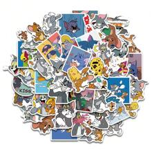 TOM AND JERRY. 50PCS Cartoon Cat And Mouse Stationery PVC Stickers For Phone Laptop Funny Graffiti Sticker Decal,School Supplies,Back To School