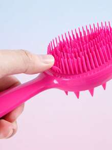Cepillo desenredante de color caramelo en 1/2 piezas - Cepillo desenredante y cepillo de champú de mango largo con cerdas suaves de silicona para un masaje relajante del cabelludo, perfecto para uso diario en cabello húmedo o seco, adecuado para todo tipo de cabello incluyendo rizado y grueso