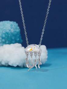 WOSTU 1pc 925 Sterling Silver Ocean Style Fantasy Jellyfish Bead Summer Marine Style Pendant Fit DIY Original Bracelets And Necklaces For Women Fine Jewelry Accessories - BSC915 - View 2