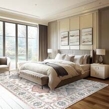 140x200cm Short Pile Non-Slip Rug With 4 Anti-Slip Stickers, Rubber Backing, Machine Washable & Easy Care, Soft Skin-Friendly Carpet For Living Room, Bedroom, Dining Room, Office