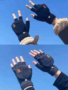 半双舒适厚针织冬季手套 - 兼容触摸屏,柔软透气 - 可手洗,男女通用 - 彩色 - 查看 19