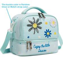 Kids Insulated Lunch Bag With Two Compartments Adjustable Strap Bento Box Cooler Bag For Boys Girls Leakproof Thermal School Travel Tote Lunch Box - Multicolor - View 13