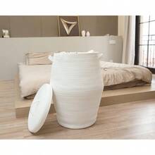 26 X 20 Tall Extra Large Storage Basket With Lid Cotton Rope Storage Baskets Woven Laundry Hamper With Cover Cloth Storage Bin For Clothes Blanket In Living Room All White - AllWhite - View 7