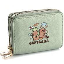 1pc "Cute Capybara" Print Double-Layer Zipper Credit Card Holder - Compact Double Zipper Wallet With Capybara Pattern Design - Large Capacity Cash, ID, Credit Card And Essentials Coin Purse, Perfect Gift For Family And Friends - Multicolor - View 20