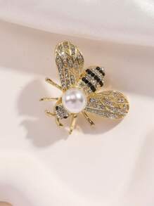 1 pieza Broche elegante de abeja para mujer, clip de chal con rhinestones de moda