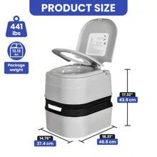 Inodoro portátil de 24 L / 6,4 galones para caravana, con papel higiénico, ideal para viajes de camping