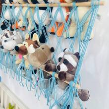 Stofftier Aufbewahrung Netz Hängematte Wandbehang Plüschtiere Netz Spielzeug Organizer Montage Höhenverstellbar für Kinderzimmer, Spielzimmer, Schlafzimmer, Kinderzimmer - Blau - Übersicht 2
