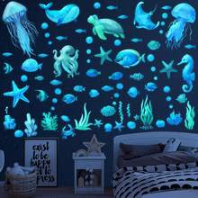 1set Fluorescent Wall Sticker With Ocean Animal Star Pattern; Creative Art Decal Of The Underwater World; Wall Sticker That Glows In The Dark; Suitable For Home Bedroom And Living Room Decoration. Stickers Personalised Stickers - Multicolor - View 4