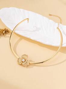1 Set Women Jewelry Set, Flower Simple Fashion Necklace & Earring Studs, Suitable For Daily Wear And Gift Giving