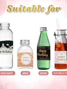 10/20 piezas Etiquetas para botellas para suministros de fiesta de cumpleaños, pegatinas y decoraciones para fiesta de cumpleaños infantil, artículos de fiesta de cumpleaños lindos - Multicolor - Ver 8