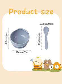 2pcs-Set Customized Name Silicone Kid Bowl Suction Silicone Handle Fork And Spoon Soft Children Tableware Solid Color Baby Lunch Plate Custom Child Stuff Personalized Gifts Winter Eve Gifts Back To School Winter Gift Ideas Boy Girl Valentine's Day
