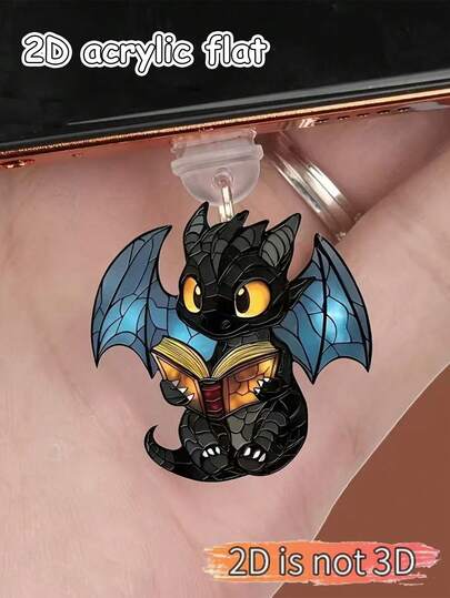 1 件 2D 亚克力卡通恐龙图案防尘塞，手机平板电脑耳机 Kindle 充电端口装饰配件，硅胶透明防尘塞，适合作为小礼物，防水防尘适用于手机充电端口，兼容 Lightning/Type-C，牢固保护充电端口，设计可爱