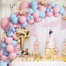 126 piezas Kit de decoración de fiesta con arco y guirnalda de globos rosa y azul