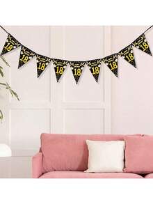1pc Happy Birthday Paper Banners 18 21 30 40 50 60 70 80 90 Year Birthday Party Decorations Adult Black Gold Anniversary Party Supplies Photo Props ﻿,Christmas - Multicolor - View 4