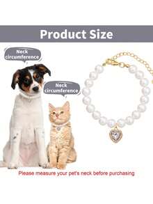 1pc Pearl Necklace Love Cat Pearl Necklace Pet Rhinestone Pendant - Multicolor - View 4