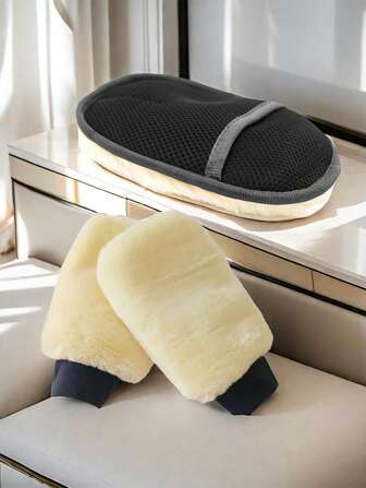 3 Pairs Wool Car Wash Gloves, Soft Cleaning Gloves